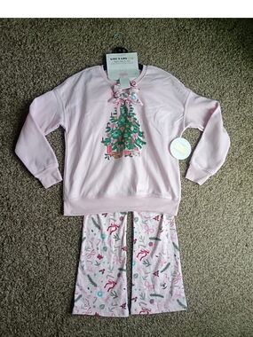 No Comment Pink Live And Lou Two Piece Set With Scuntchie Kids L (14) Christmas